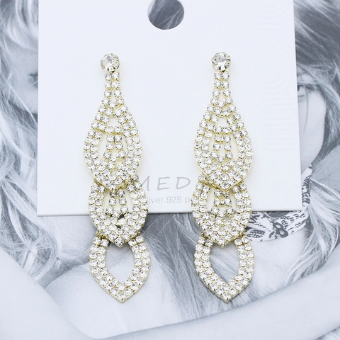 Elegant Copper Water Drop Earrings With Rhinestones And 925 Sterling Silver Post Luxurious Bridal Wedding Jewelry For Women