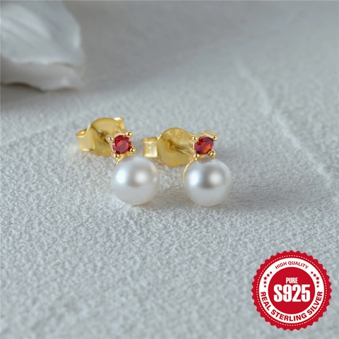 Orecchini A Lobo In Argento Sterling 925 Con Perla Artificial E Zircone Gioielli Di Moda Eleganti Per Donna