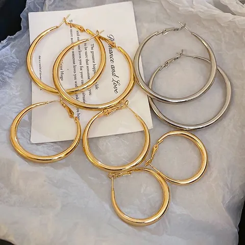 Polierte Creolen Geometrisch Minimalistisch Legierung Mit 925 Sterling Silber Ohrpfosten Schicker Schmuck Für Damen