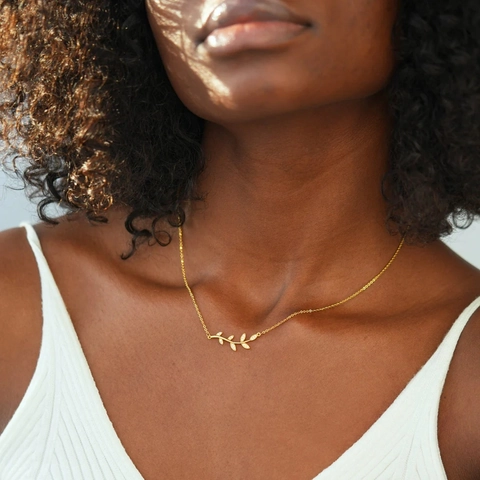 Collana In Argento Sterling 925 Con Ramo Di Ulivo E Zirconi Ciondolo A Foglia Placcato Oro Gioielli Eleganti Minimalisti Per Donna