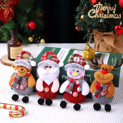 Addobbi Natalizi In Peluche Da Appendere Babbo Natale Pupazzo Di Neve Renna Orso Tessuto Maglia Gambe Lunghe Decorazioni