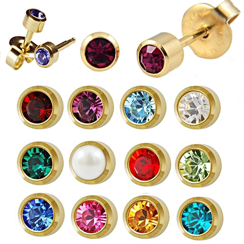 Orecchini A Lobo Con Pietra Portafortuna Placcati Oro 24K Acciaio Inossidabile Con Strass Ceco Sterili Per Donne