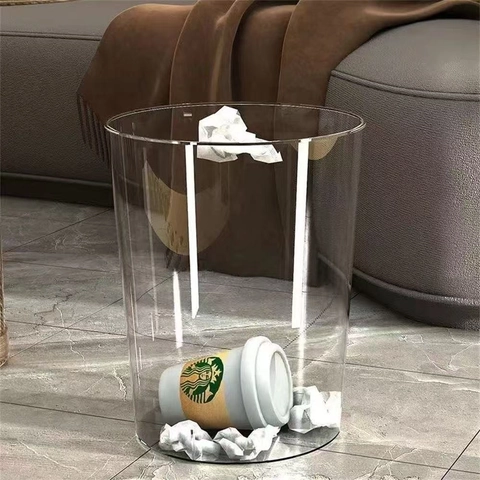 Cestino Per Rifiuti Trasparente Minimalista Plastica PET Design Aperto Contenitore Per Immondizia Per Bagno Soggiorno Camera Ufficio