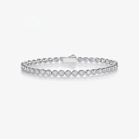 Bracciale Tennis in Argento Sterling 925 con Moissanite per Donna Taglio Rotondo Scintillante Lussuoso Gioielli di Moda Regalo