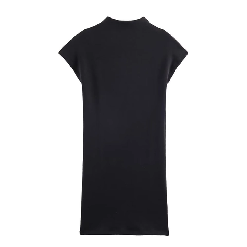 Sleeveless Mock Neck Knit Mini Dress For Women Slim Fit Solid Color Sexy Bodycon Basic Minimalist Fashion