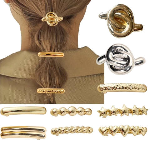 Minimalistische Zinklegierung Haarspange Feder Haarklammer Geometrisches Metall Haarzubehör Für Damen Haarstyling Schmuck