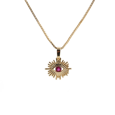 Evil Eye Anhänger Halskette Kupfer Vergoldet Mit Zirkon Bunten Edelsteinen Boxkette Modeschmuck Für Damen
