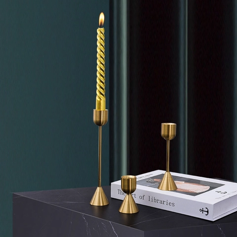 Metal Candle Holder Stands And Taper Candles Vintage Luxury Aluminum Candlesticks For Dining Table Wedding Home Decor