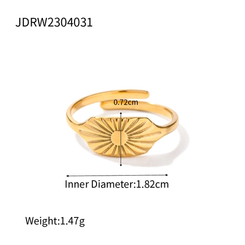 Sonnenstrahl Quadratplatte Offener Ring 18K Vergoldeter Edelstahl Minimalistischer Verstellbarer Geometrischer Schmuck Für Frauen