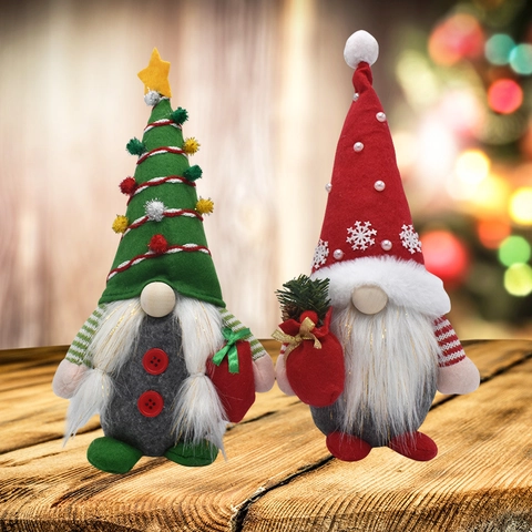 Décoration De Gnome De Noël Poupée Sans Visage En Peluche Ornement Avec Longue Barbe Et Sac Cadeau Pour Décoration De Table De Fête
