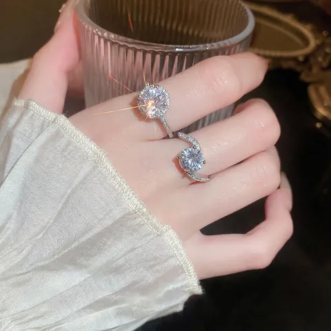 Geometrischer Quadratischer Zirkonia Halo Ring Kupfer Verstellbares Offenes Design Elegantes Schickes Modejuwelier Für Damen