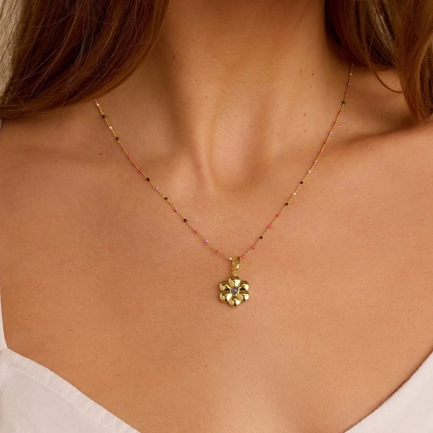 Bohemian Vintage Gold Plated Copper Necklace Enamel Heart Palm Tree Sun Evil Eye Flower Pendant Colorful Beads Women