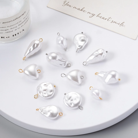 Irregular Baroque Imitation Artificial Pearl Charms Pendants With Stainless Steel Loops For DIY Necklace Bracelet Jewelry Making
