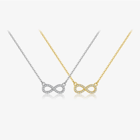 Collana Infinito in Argento Sterling 925 Pendente Minimalista con Strass Catena Regolabile per Donna Gioielli di Moda
