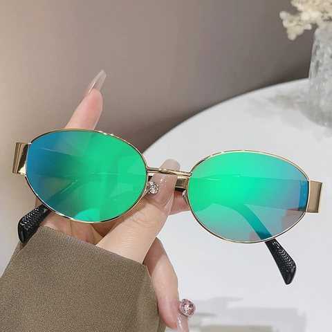 Occhiali Da Sole Ovali Retro Montatura In Metallo Lenti In PC Protezione UV Moda Vintage Per Uomini E Donne
