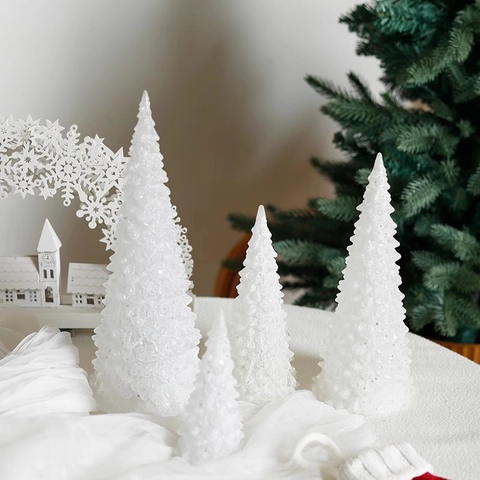 Weihnachtsbaum LED Leuchtend Mini Tischschmuck Kristalloptik Kunststoff Festliche Tischdekoration