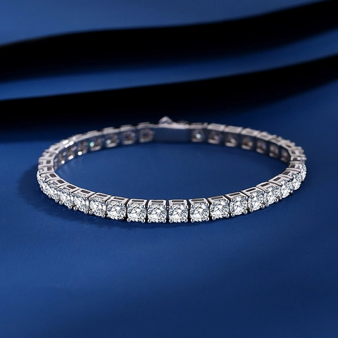 925 Sterling Silver Moissanite Tennis Bracelet For Women Men D Color Zirconia Round Inlaid Chain Luxury Fashion Jewelry Bracelet