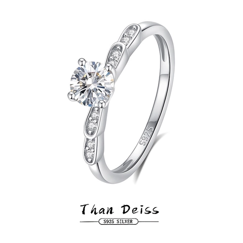 Runder Brillantschliff Moissanit Ring 925 Sterling Silber Blumenblatt Versprechen Verlobung Hochzeit Bands Damen