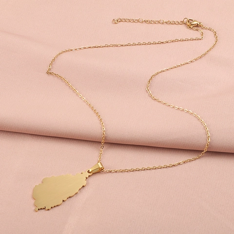 Collier Pendentif Carte Allemagne Plqué Or 18K Acier Inoxydable Style Ethnique Minimaliste Bijoux Mode Pour Hommes Femmes