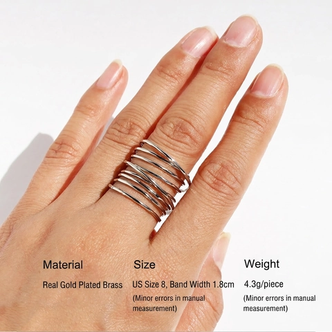 Anillo Abierto de Resorte en Espiral Multicapa de Latón Minimalista para Mujeres Hombres Joyería de Moda Geométrica Irregular Regalo
