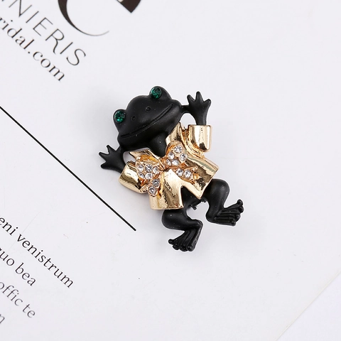 Broche De Rana Vintage Alfiler Aleación Esmalte Rhinestone Cristal Forma Animal Joyería De Moda Accesorios Para Mujeres