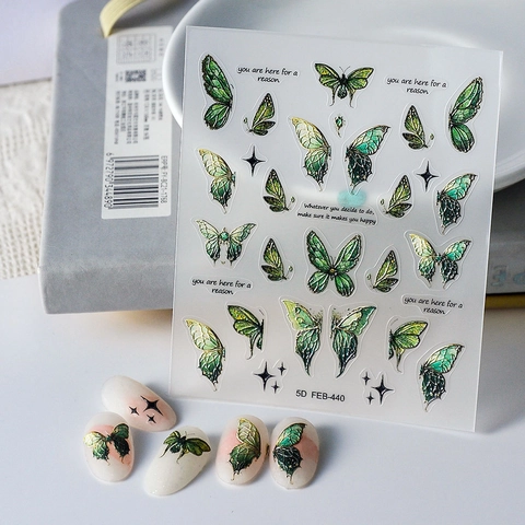 Pegatinas Para Uñas De Mariposa En Relieve 5D Autoadhesivas Impermeables Estereoscópicas Aurora Retro Barrocas Mujer