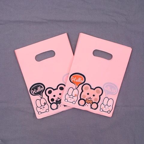 Plastic Gift Bags With Die Cut Handle Boutique Shopping Packaging For Jewelry Clothing Storage Various Printed Patterns