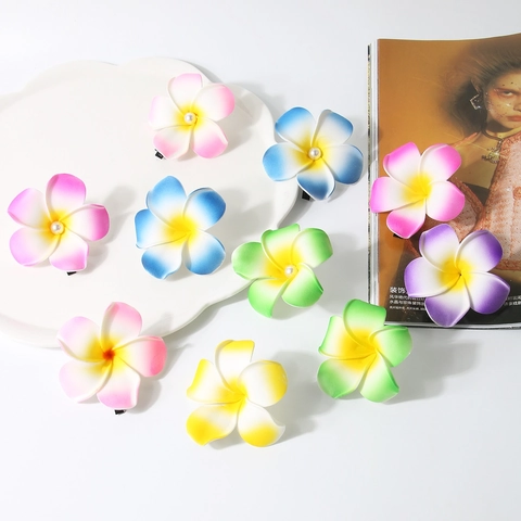 Molletta Per Capelli Fiore Di Frangipani In Schiuma EVA Con Perla Artificiale Stile Tropicale Hawaiiano Accessori Per Vacanze Al Mare Per Donne