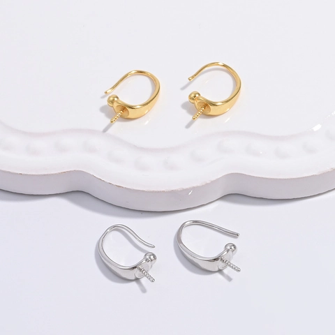 Componenti per Monachelle in Argento Sterling 925 per la Creazione di Gioielli Fai-da-te Placcati in Oro Argento a Forma di U Geometrici per Orecchini di Perle Donna