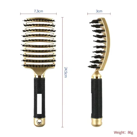 Gebogene Belüftete Haarbürste Mit Wildschweinborsten Nylonstift Profi Entwirrung Kopfhautmassage Salon Styling Anti Statisch