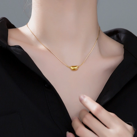 Water Drop Pendant Necklace Titanium Steel Minimalist Gold Silver Plated Snake Bone Chain Elegant Jewelry For Women
