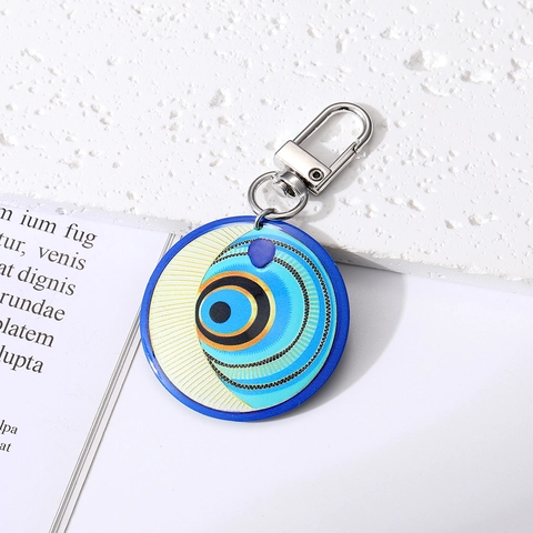 Bohemian Ethnic Style Evil Eye Keychain Large Circular Acetate Mandala Pendant For Bag Hanging Accessories Women Jewelry Gift