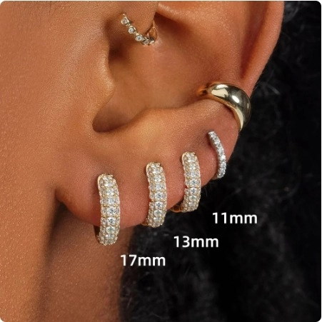 Hoop Ohrringe Mikro Pave Zirkon Kupfer Minimalistischer Modeschmuck Mit Edelstahl Ohrstecker Für Damen Klassisch