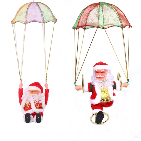 Babbo Natale Paracadute Elettrico Giocattolo Appeso Musicale Capriole Decorazione Natalizia Plastica Peluche