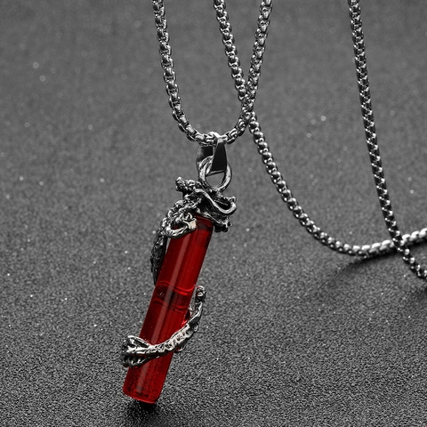 Collana Con Ciondolo Drago Retrò In Lega E Colonna Di Vetro Stile Mitico Catena Lunga Per Maglioni Per Uomo E Donna Gioielli