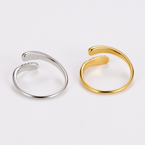 Anello Aperto In Acciaio Inossidabile Per Donna Anello Regolabile Hug Con Forma Di Goccia D'acqua Zircone Gioielli Semplici