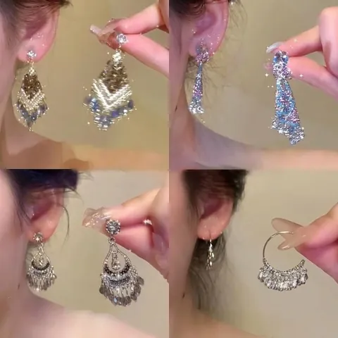 Pendientes Colgantes De Gota De Agua Hueca Vintage Con Poste De Plata De Ley 925 Aleación Diamantes De Imitación Lujo