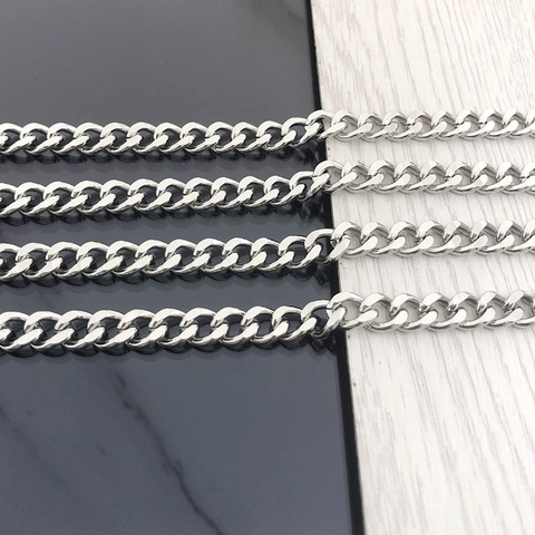 Minimalist Stainless Steel Cuban Curb Chain For DIY Jewelry Making High Quality Silver Color Metal Links For Necklace Bracelet Crafting