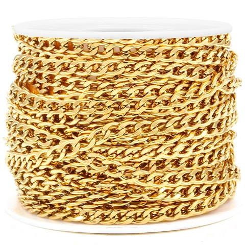 Stainless Steel Curb Chain DIY Jewelry Findings Gold Silver Plated Cuban Link For Necklace Bracelet Making Craft Supplies