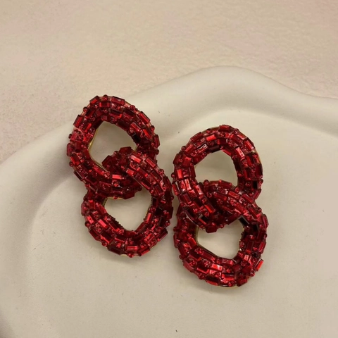 Statement Stud Earrings For Women With Alloy Rhinestone And Stainless Steel Earring Post Geometric Link Party Fashion