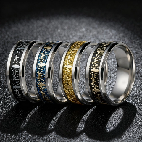 Gothic Spinne Web Muster Ring Edelstahl Punk Hip Hop Band Schmuck Für Männer Unisex Cool Poliert Mode Accessoires