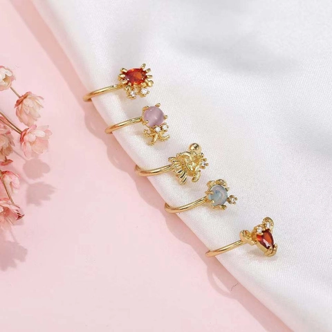 Ocean Series Ear Cuff Copper Zircon Sea Animal No Piercing Clip On Earrings Gold Plated Summer Beach Style For Women