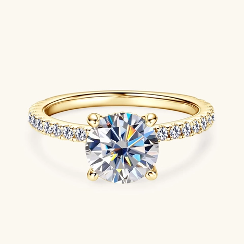 2 Carat Moissanite Ring For Women 925 Sterling Silver 4-Prong Round Cut Solitaire Ring With GRA Certificate Jewelry Gift