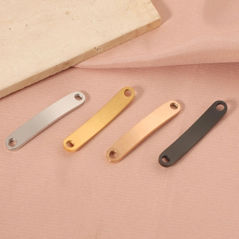 Edelstahl Gebogene Stabverbinder Doppeloch Blanko Lange Anhänger Für DIY Schmuckherstellung Spiegelpoliert Minimalistisches Zubehör