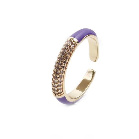 Fashion Adjustable Opening Ring Copper Micro Pave Zircon Enamel Geometric Drip Oil Finger Jewelry For Women