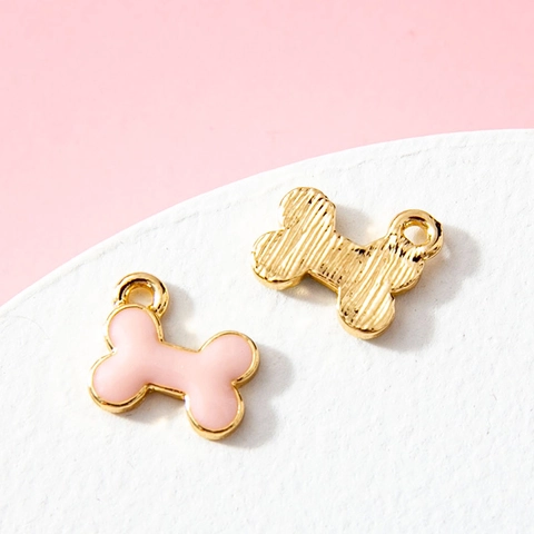Bone Shaped Alloy Enamel Charms For DIY Jewelry Making Bracelet Earring Cute Colorful Metal Pendants Small Accessories