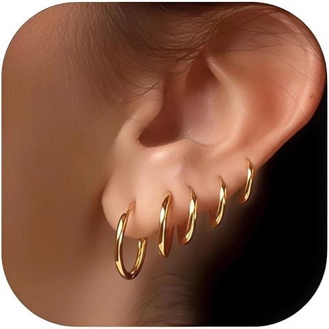 Orecchini a Cerchio Minimalisti in Acciaio Inossidabile per Uomo Donna Unisex Piccoli Huggie Clip per Orecchie Oro Argento Nero Arcobaleno Tondi Gioielli di Moda