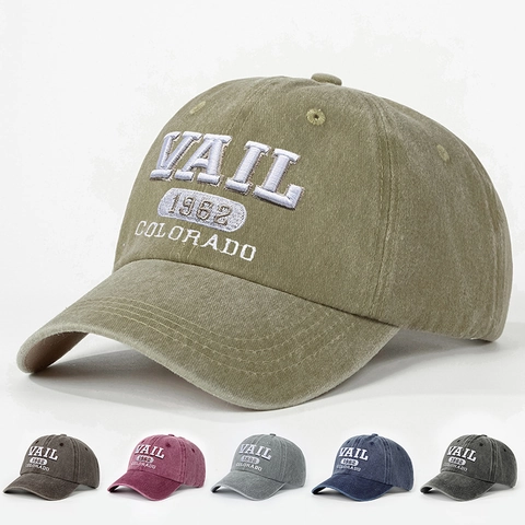 Gorra De Béisbol De Algodón Lavado Vintage Bordado VAIL COLORADO Sombrero De Sol Ajustable Deporte Al Aire Libre