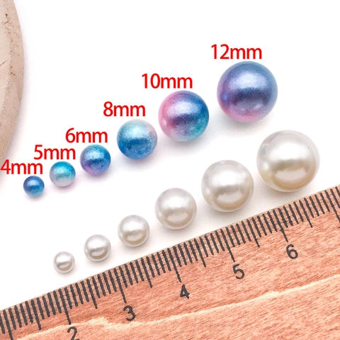 Round Imitation Artificial Pearls ABS Plastic Mermaid Iridescent Beads For DIY Jewelry Making Craft Nail Art Decoration