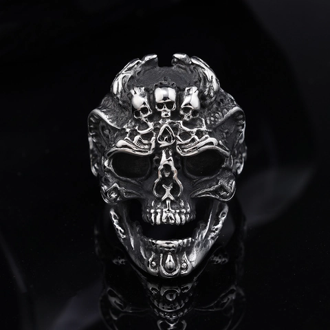 Schedel Ring Roestvrij Staal Gothic Punk Rock Hip Hop Vintage Gepolijste Sieraden Voor Heren Halloween